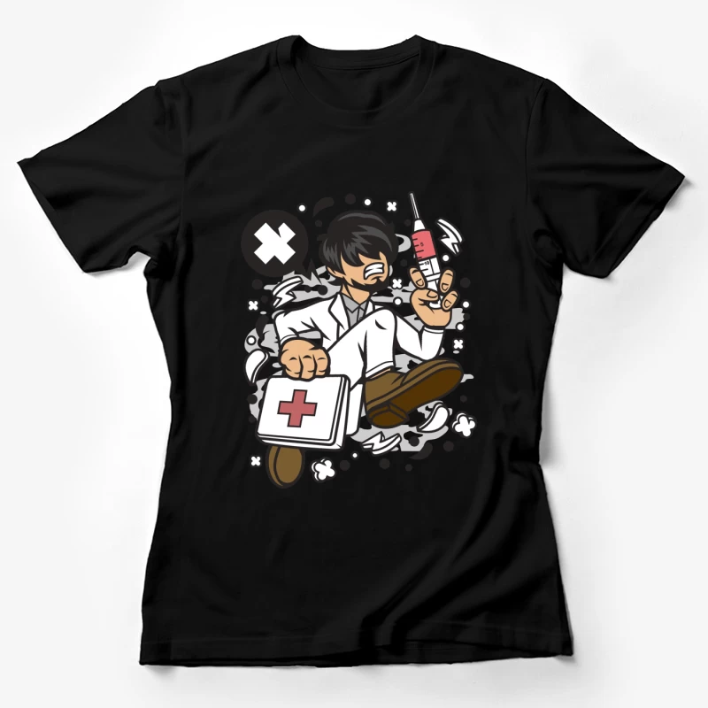Illustration humoristique d'un médecin stressé Femme T-Shirt