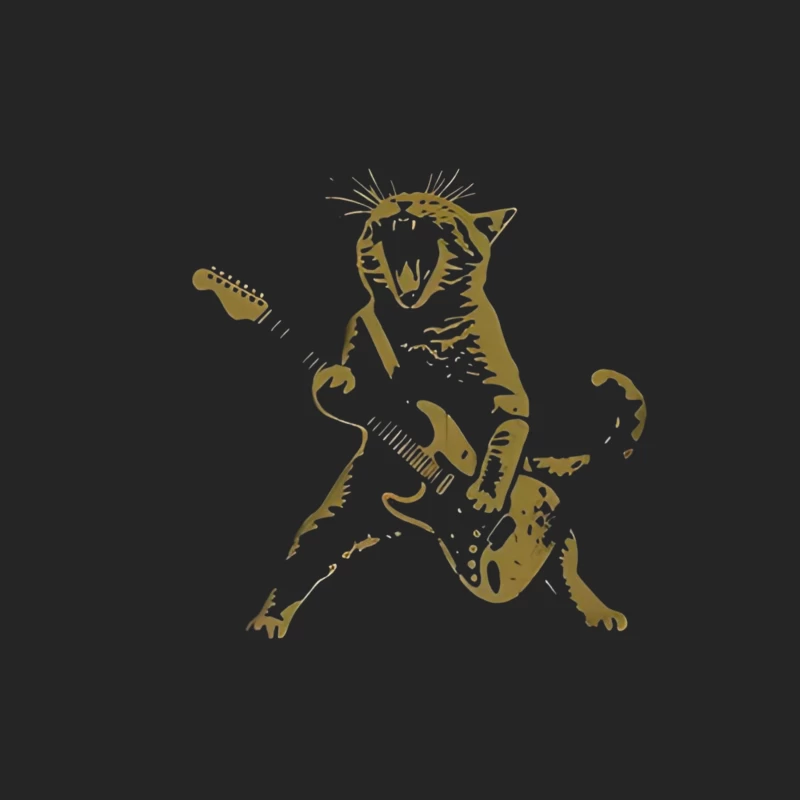 Rocking Cat with Electric Guitar Female Pullover Sweatshirt