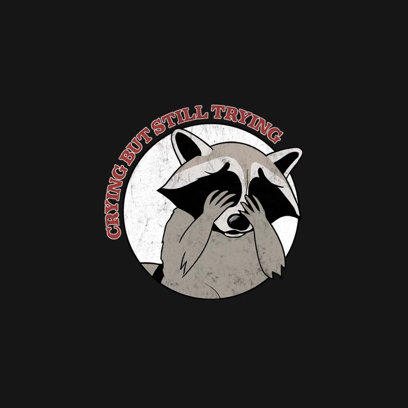 Crying, But Still Trying  - Raccoon Lover Design Desk Mat
