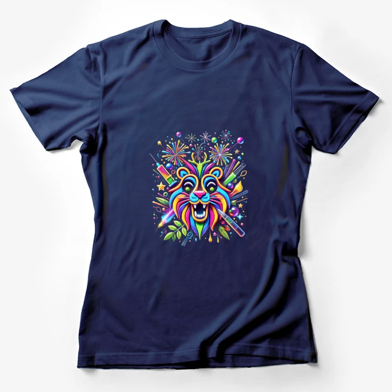 Lion abstract line face Female T-Shirt