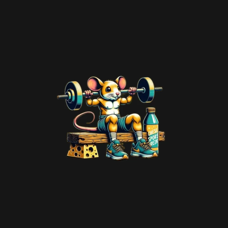 Buff Mouse's Weightlifting Workout with Cheese and Sports Drink Mouse Pad