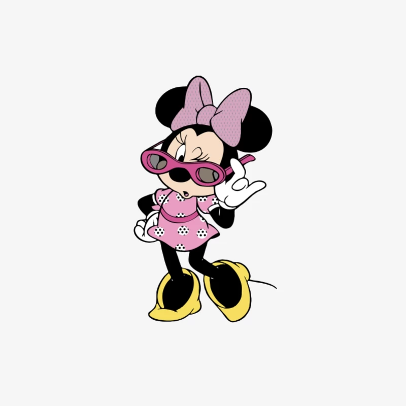 Minnie Mouse avec lunettes de soleil et robe rose Homme Manches Longues T-Shirt