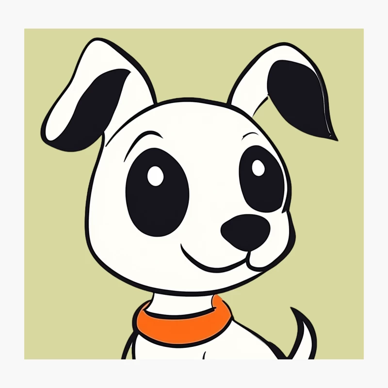 Adorable Cartoon Puppy with Orange Collar Throw Pillow