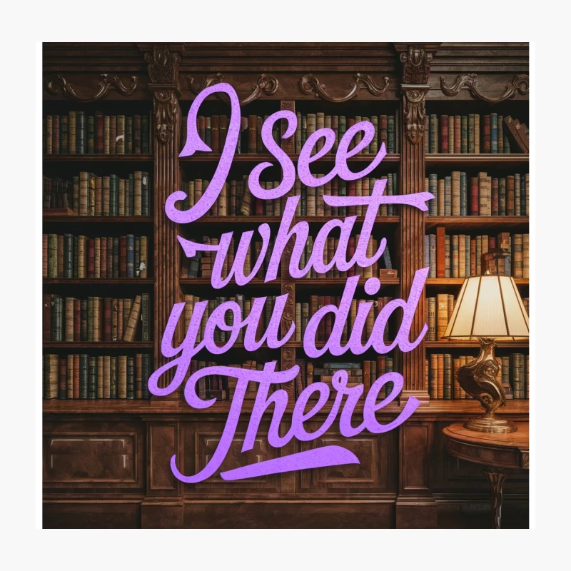 Neon Typography in Classic Library Setting Throw Pillow