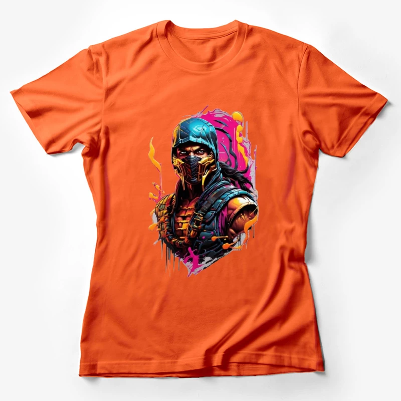 Vibrant Digital Art of a Masked Character Female T-Shirt
