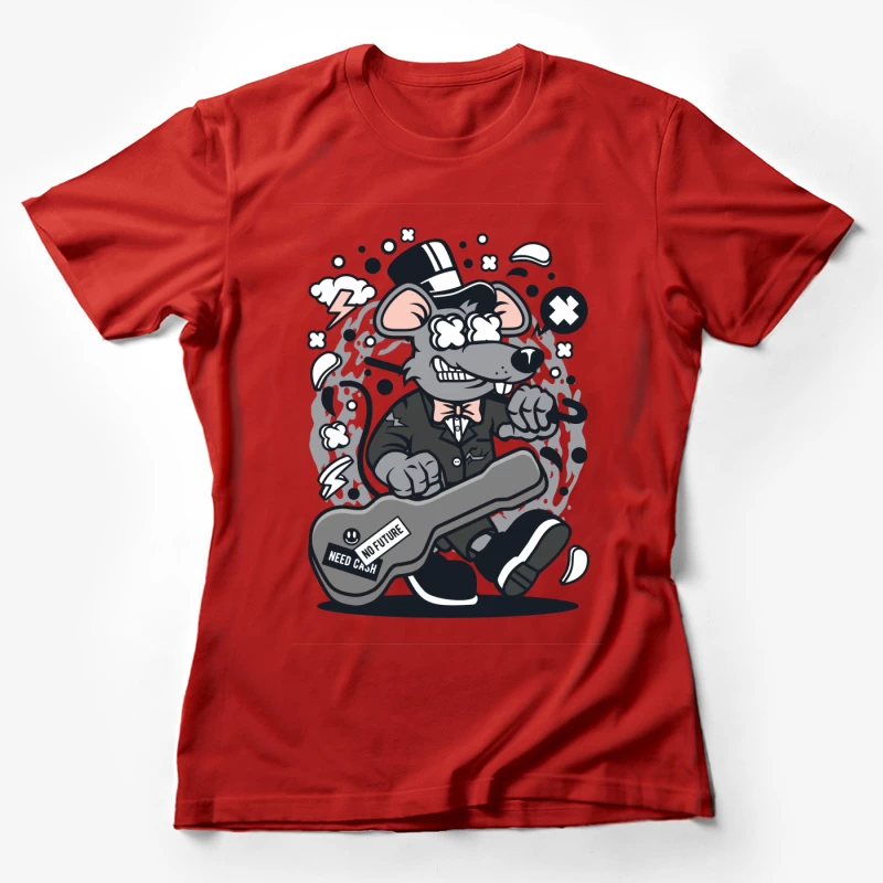 Rat en smoking avec guitare Femme T-Shirt