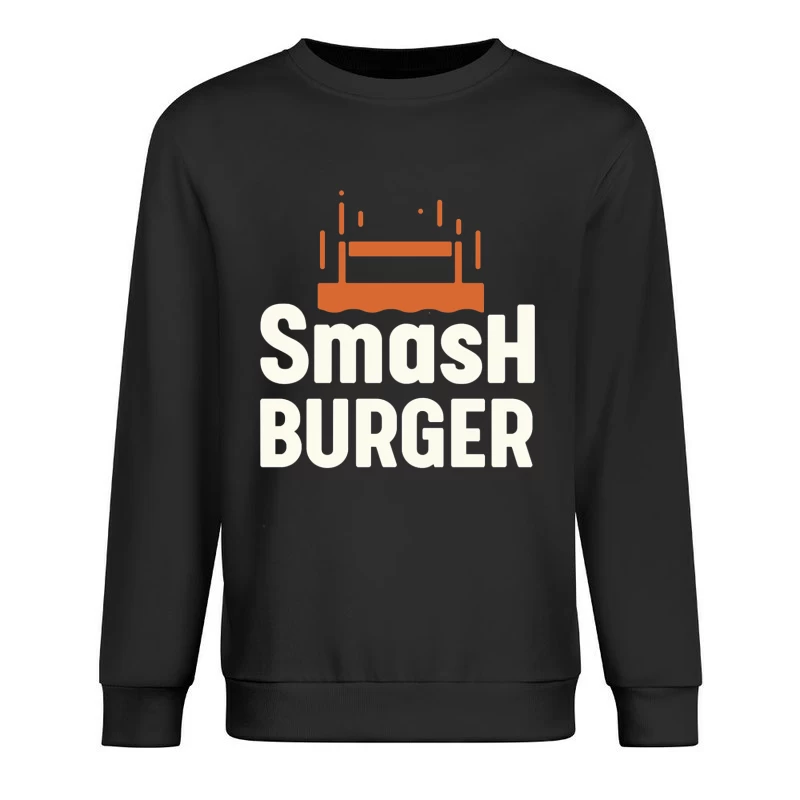 Smash Burger Minimalist Restaurant Logo Design Male Pullover Sweatshirt