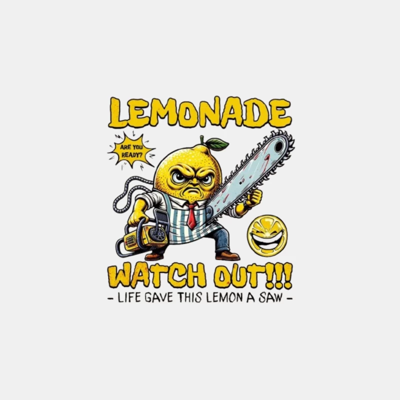 Angry Cartoon Lemon with Chainsaw: "Life Gave This Lemon a Saw" Male Tank Top