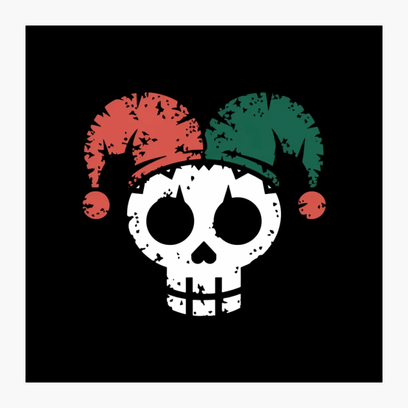 Festive Goth Christmas Skull with Jester Hat Pin