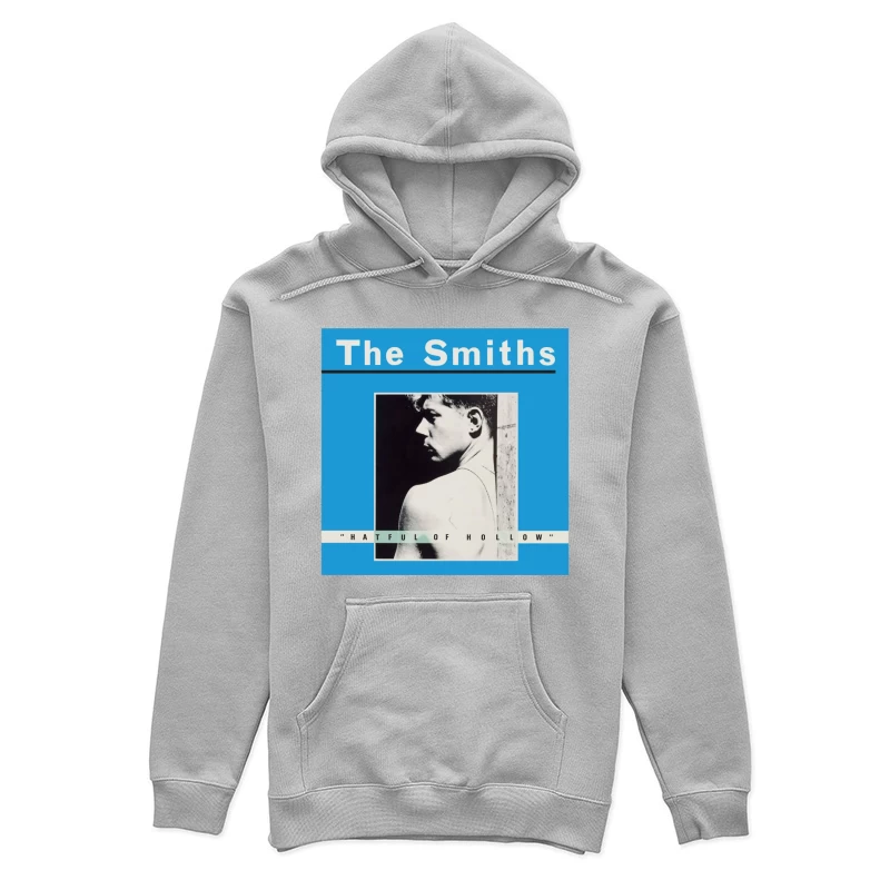 The Smiths "Hatful of Hollow" Album Cover with Black and White Portrait on Blue Background Female Pullover Hoodie