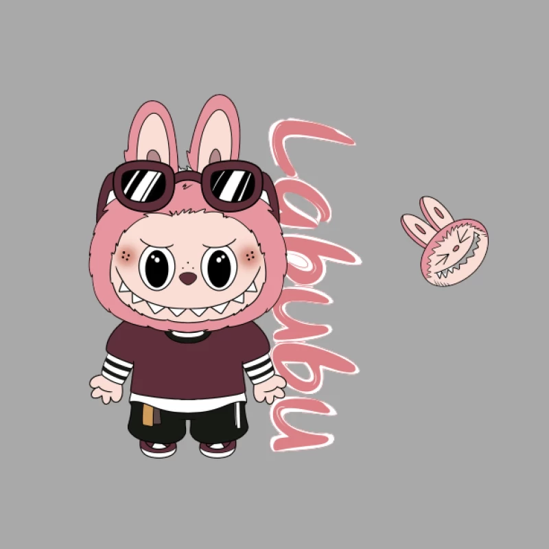 Adorabile personaggio Labubu con orecchie da coniglio Felpa con cappuccio Donna