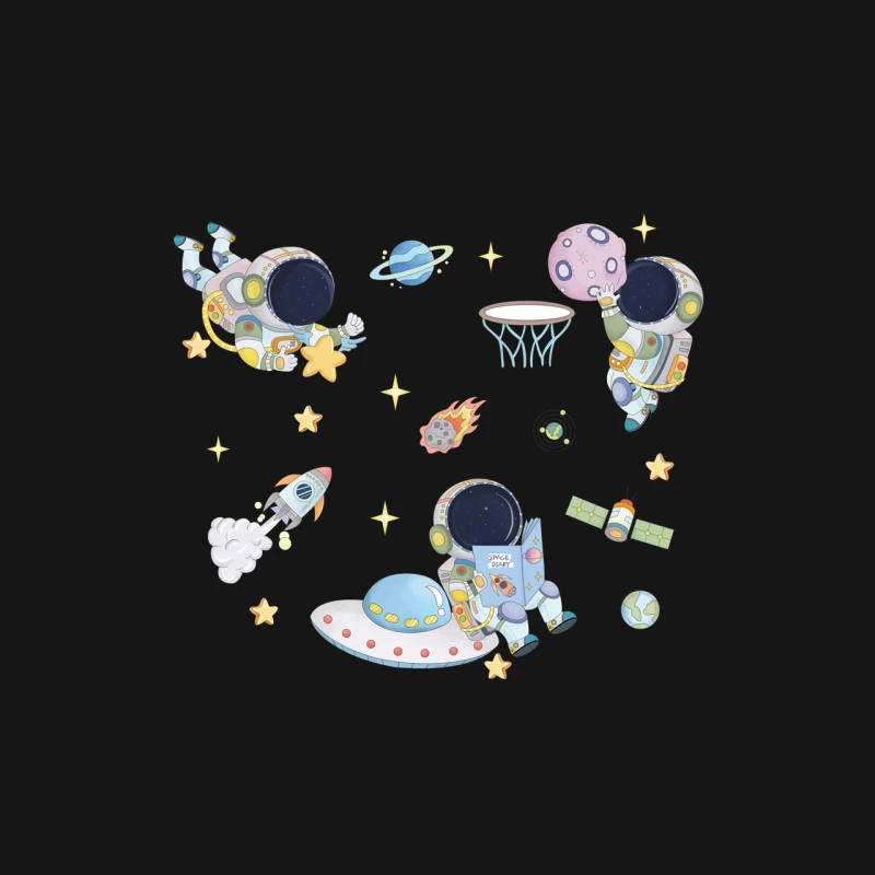 Niedliche Astronauten im Weltraum-Abenteuer Herren Langarm T-Shirt
