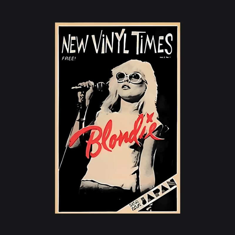 Vintage New Vinyl Times Magazine Cover Featuring Blondie in Black and White Female Pullover Hoodie