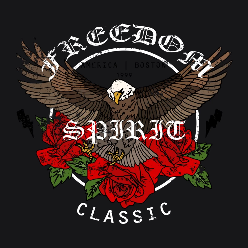 Aigle et roses avec esprit et liberté Homme Sweat à capuche