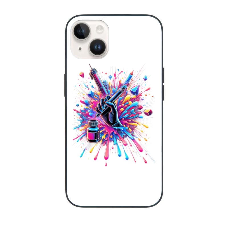 Artistic Medical Syringe with Vibrant Color Explosion iPhone Case