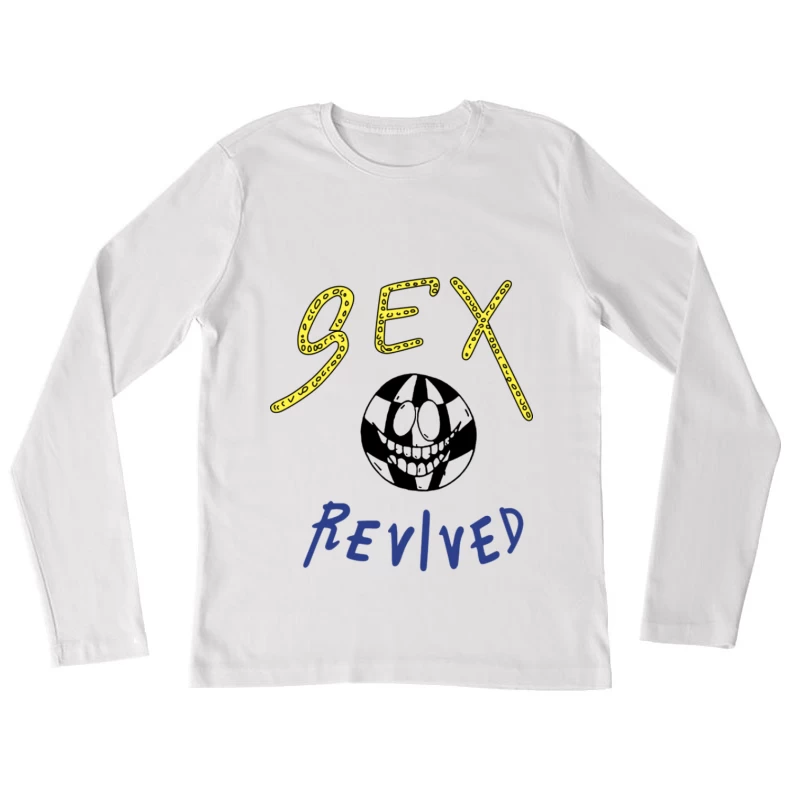 Bunte Schrift mit lustigem Gesicht Damen Langarm T-Shirt