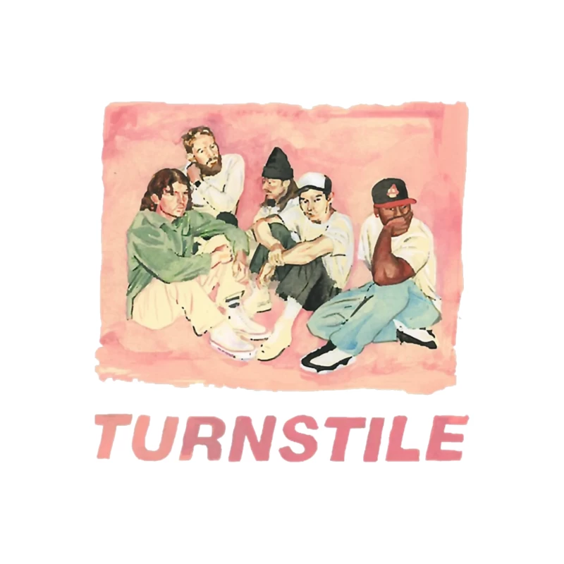 Watercolor Portrait of Hip Hop Group "Turnstile" Throw Pillow