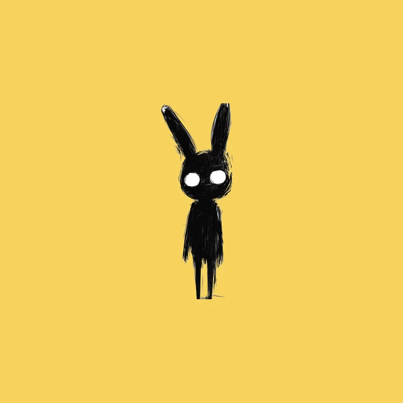 Dark Minimalist Creepy Rabbit Sketch Bucket Hat