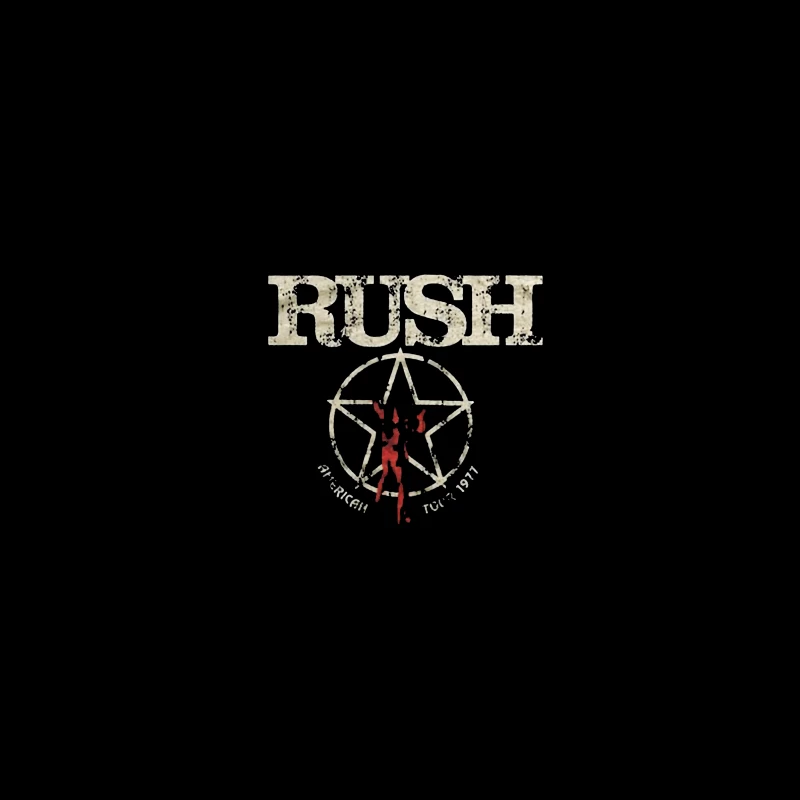 Rush Band Vintage Logo with Pentagram Star Design Coffee Mug