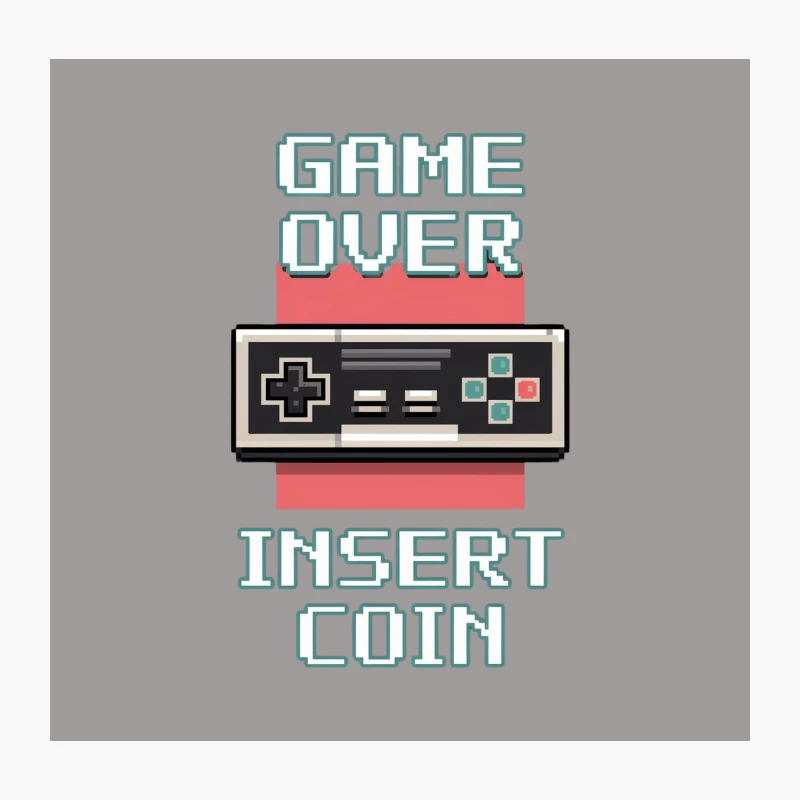 Retro Gaming Controller Game Over Insert Coin Pixel Art Throw Pillow