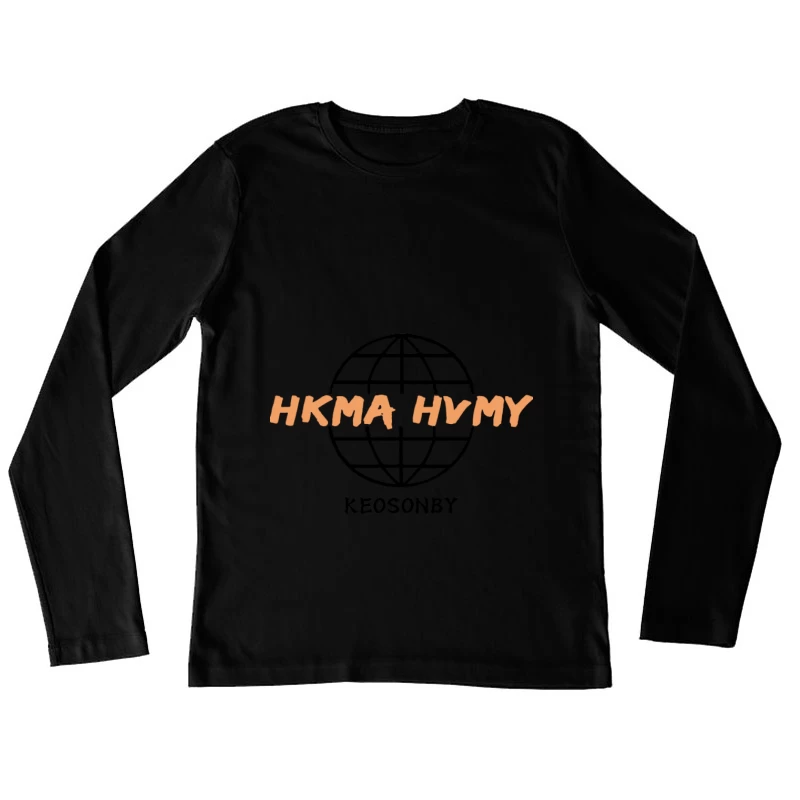 Globale Schriftzug Kunst Damen Langarm T-Shirt