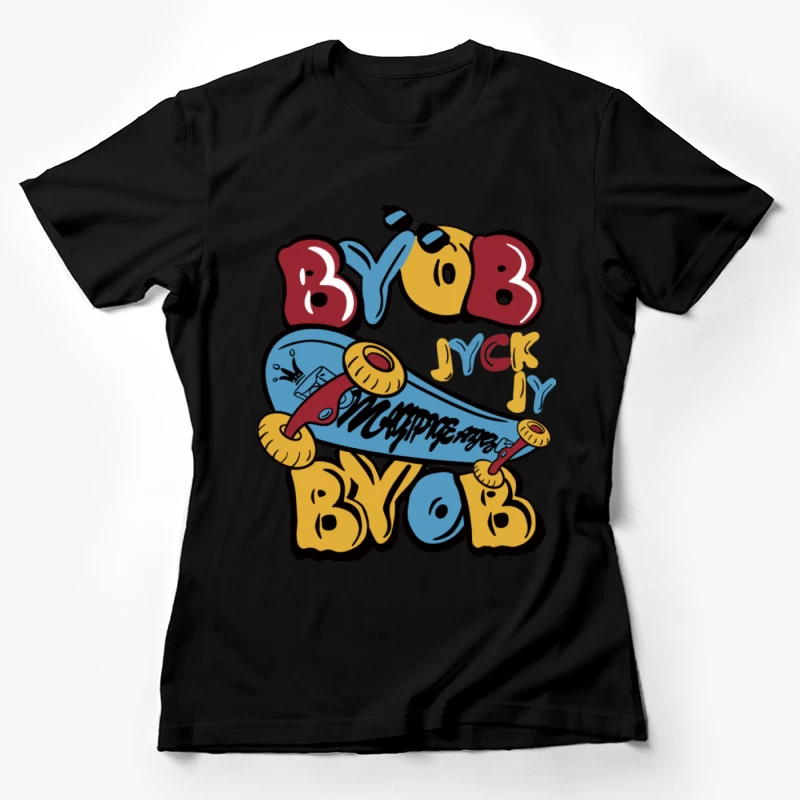 Bunte Skateboard-Kunst mit Graffiti Damen T-Shirt