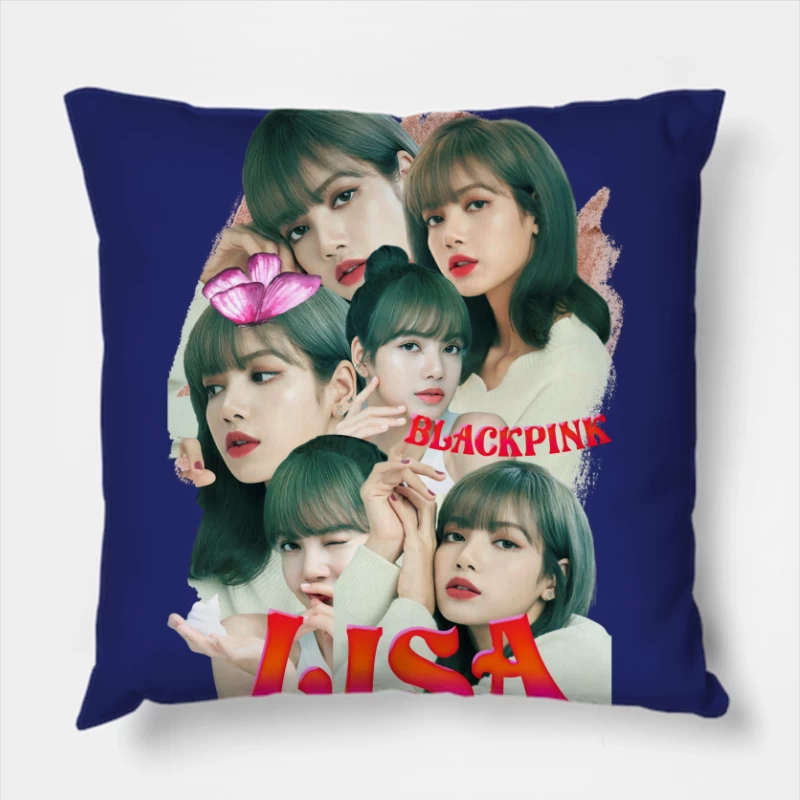BLACKPINK Lisa - K-pop Icon in Fashion and Music Throw Pillow