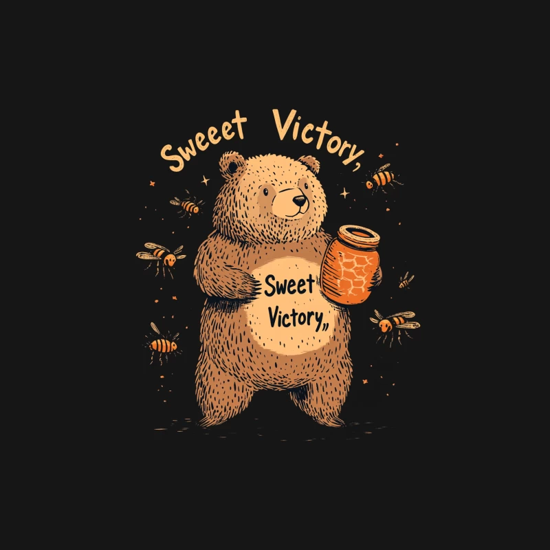 Cute Bear's Sweet Victory with Honey and Bees Female T-Shirt