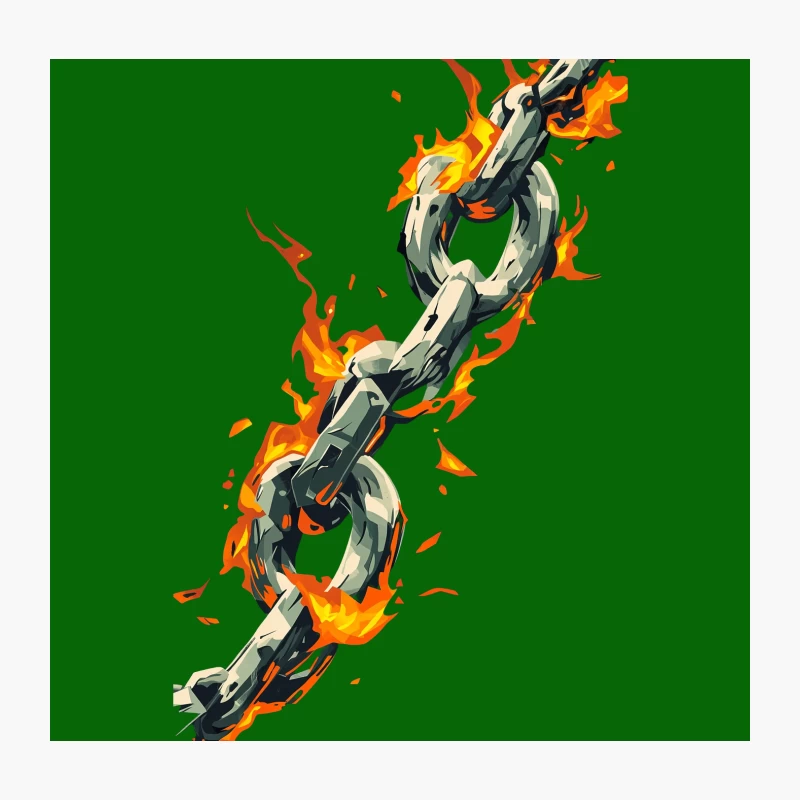 Fiery Metal Chain: Strength in Flames Throw Pillow
