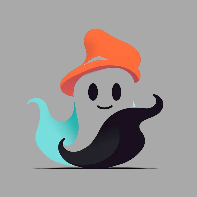 Cute Ghost Mascot with Orange Hat Male Pullover Hoodie