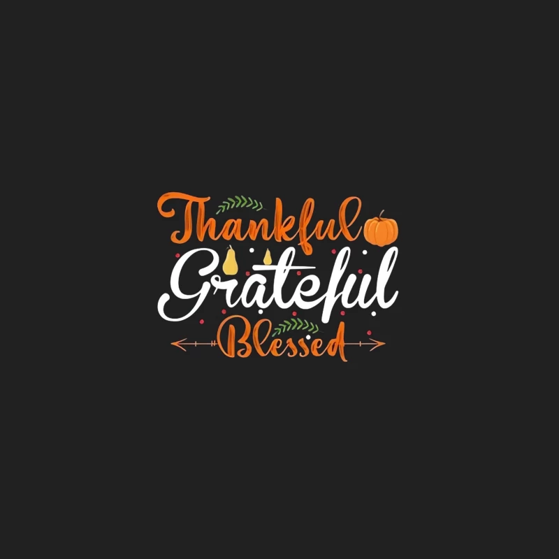 Thankful Grateful Blessed: Autumn Typography with Pumpkin Bucket Hat