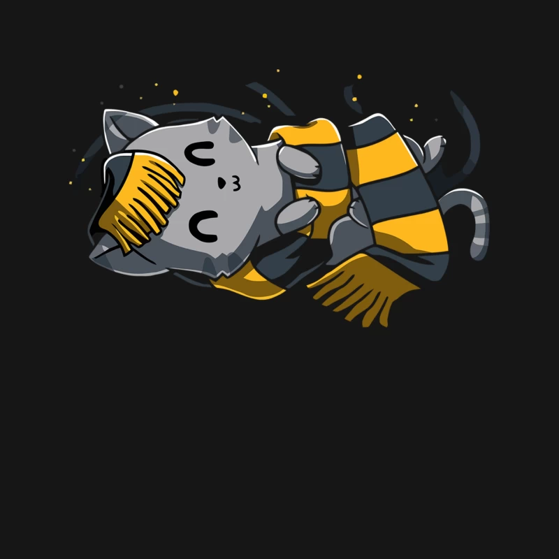 Abstract Geometric Cat with Yellow Scarf Mouse Pad
