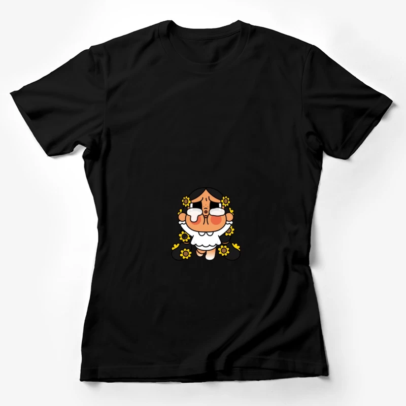 Weinender Charakter mit Sonnenblumen Damen T-Shirt
