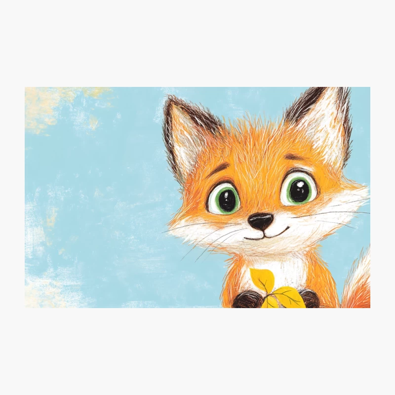 Cute Baby Fox with Autumn Leaf Digital Illustration Travel Mug