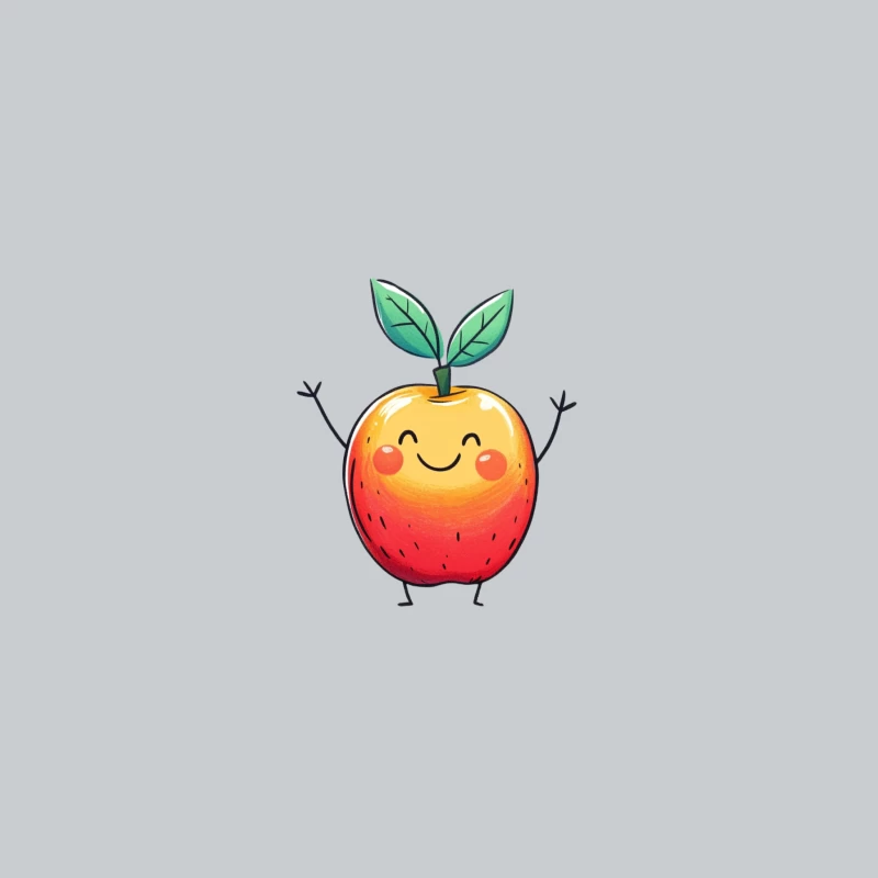Cheerful Cartoon Apple: A Cute and Happy Fruit Character Baseball Cap