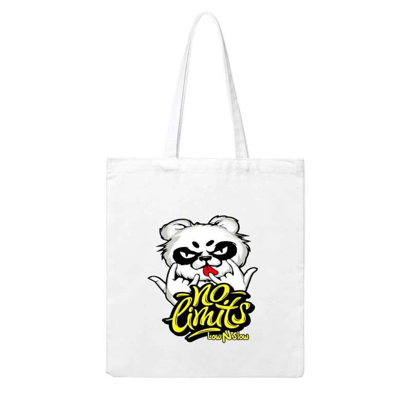 Playful Panda Logo with No Limits Theme Cotton Tote Bag