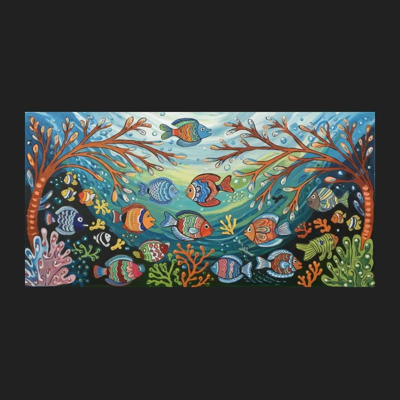 Vibrant Underwater Coral Reef with Tropical Fish Bucket Hat