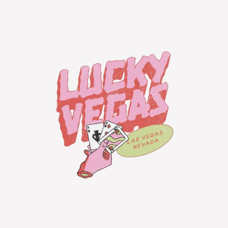 Glückliches Vegas-Design mit Karten und Schriftzug Herren T-Shirt