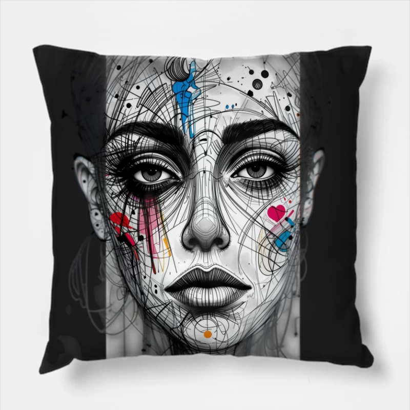 Abstract girl statue Throw Pillow