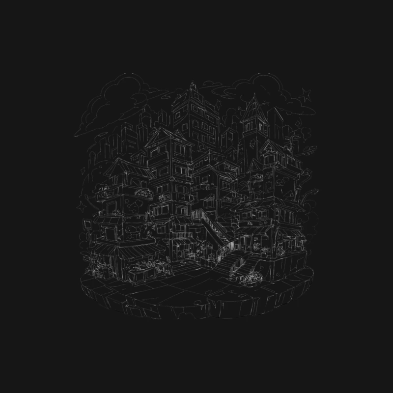 Fantasy Cityscape Illustration Male Long Sleeve T-Shirt