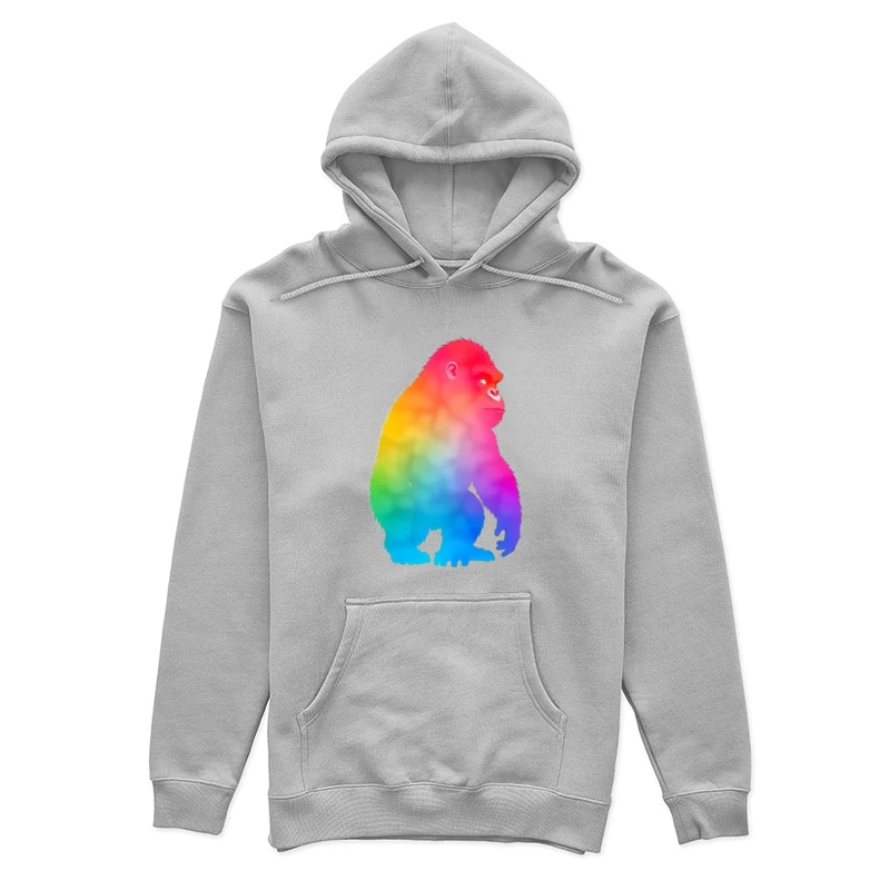 Rainbow Gradient Gorilla Silhouette Art Female Pullover Hoodie