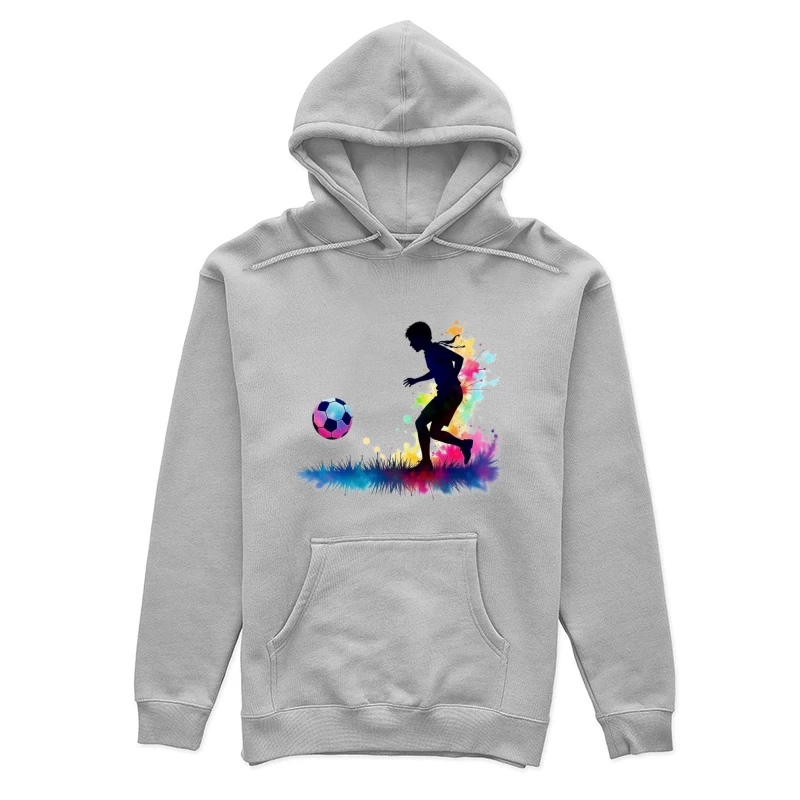 Silhouette of a Soccer Player with Color Splash Female Pullover Hoodie