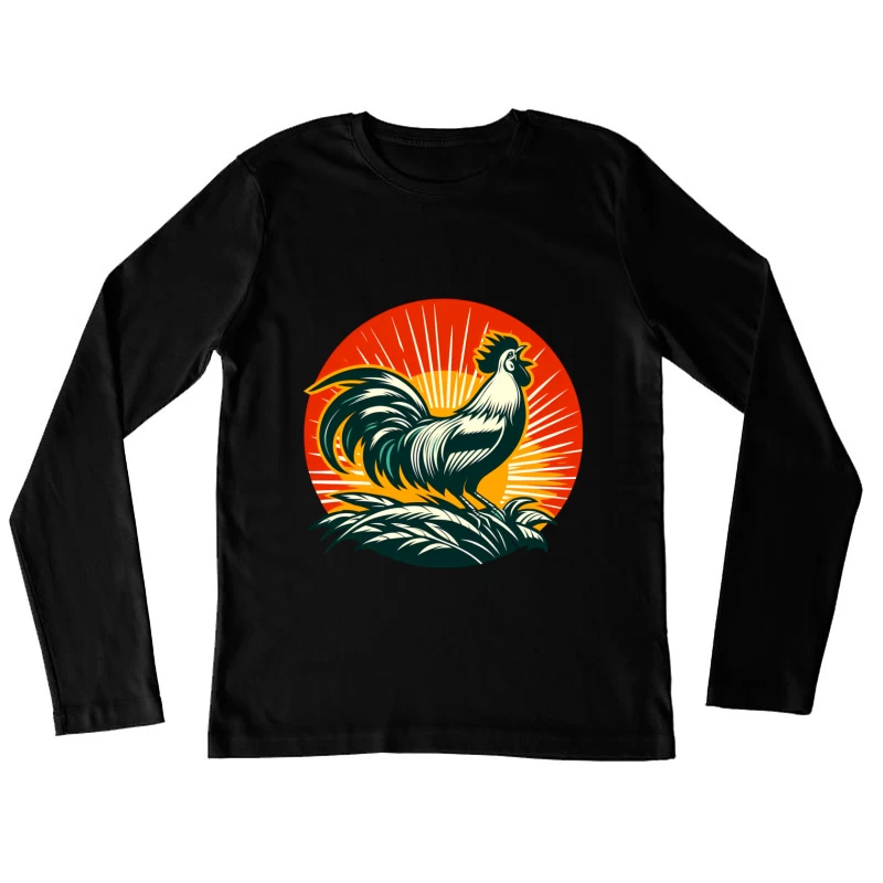 Buy Rooster Sunrise Vintage Female Long Sleeve T-Shirt