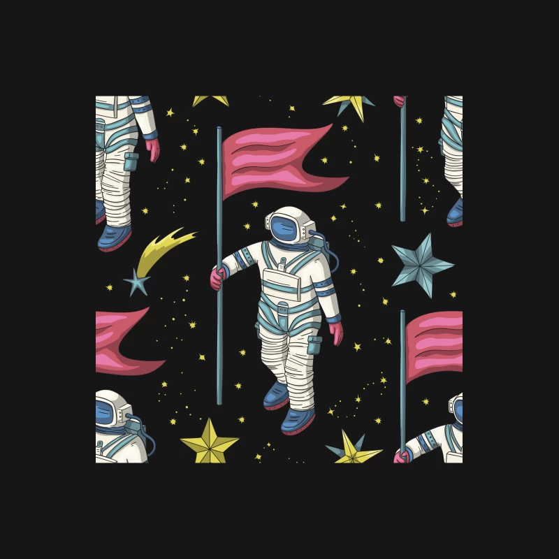 Astronauten mit Flaggen im Weltraum Herren T-Shirt