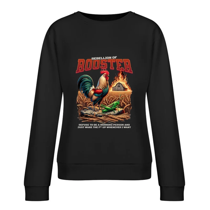 Hahn auf dem Bauernhof mit Feuer Damen Pullover Sweatshirt