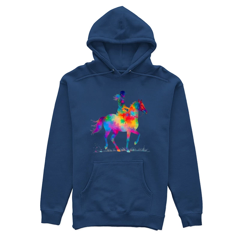 Colorful Horse Rider Female Pullover Hoodie