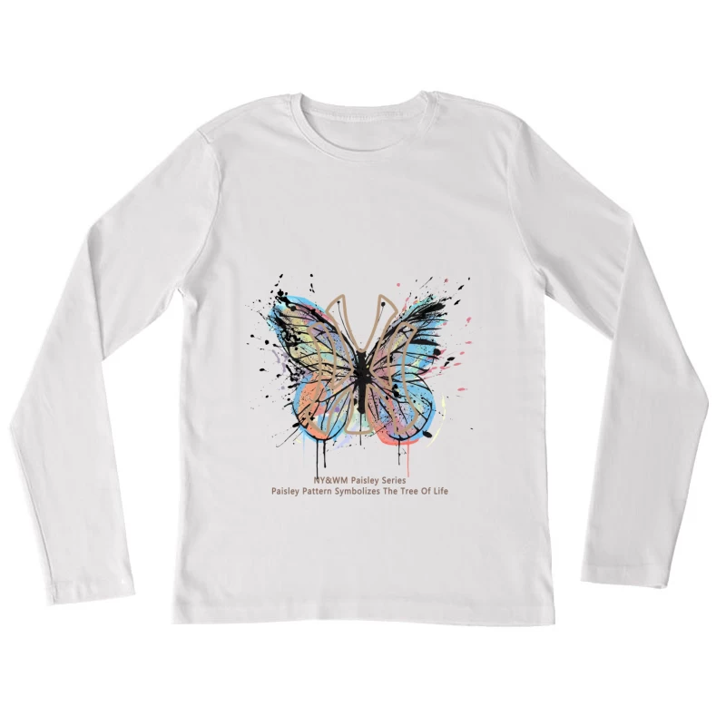 Schmetterling mit Paisley-Muster - Baum des Lebens Damen Langarm T-Shirt