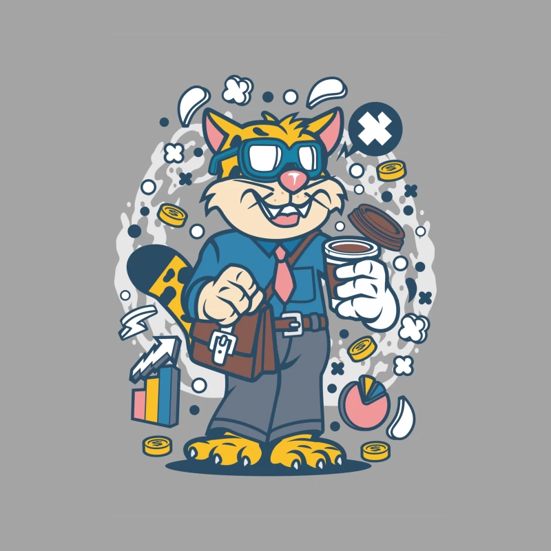 Chat d'affaires énergique tenant un café Femme T-Shirt