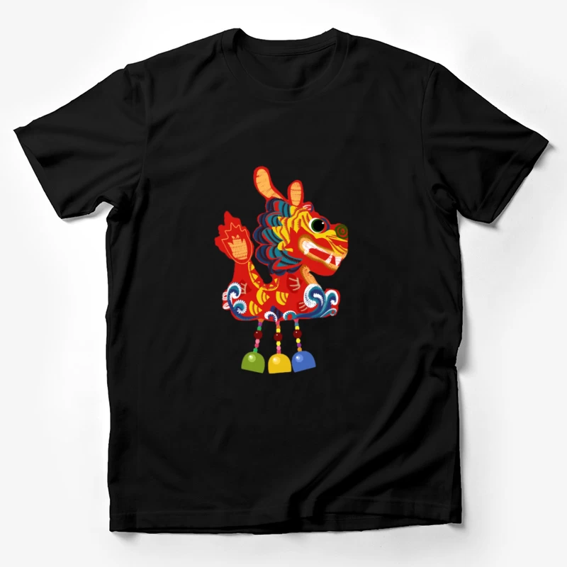 Bunter Drache mit Glocken Herren T-Shirt