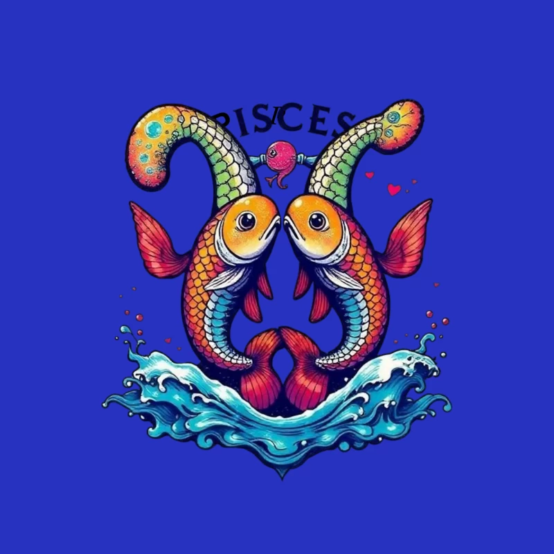 Colorful Pisces Astrology Illustration Tapestry